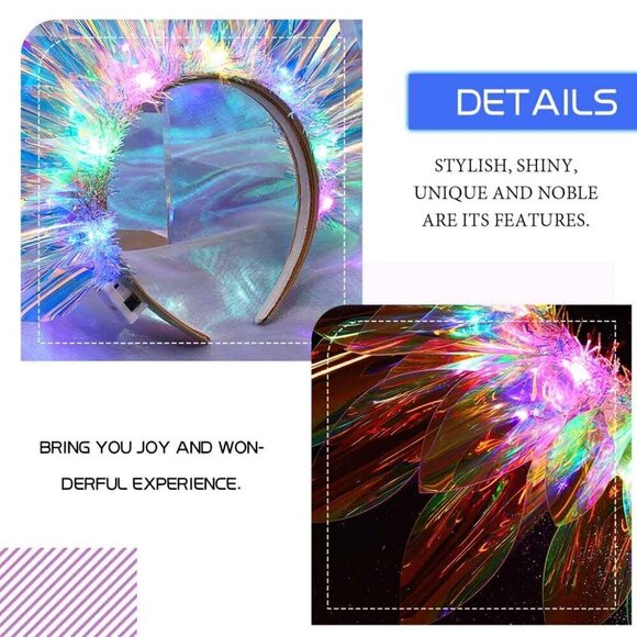 Light Up Crown LED Headband Glow Rave Costume Accessory for Adults Women